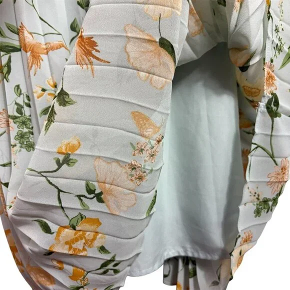 Floral Pleated Maxi Dress By The River Women’s L Sage Green Spaghetti Strap Boho - Picture 6 of 8